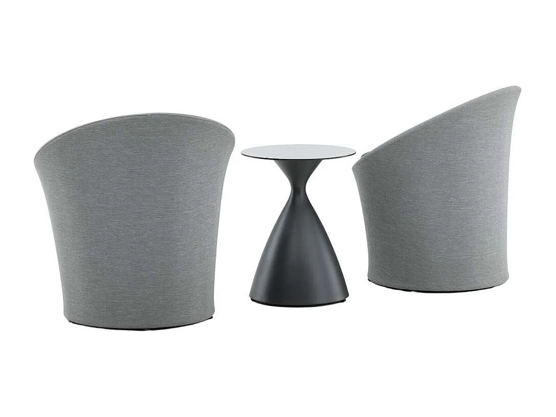 Salon de Jardin Design "Spoga" 73cm Gris & Noir