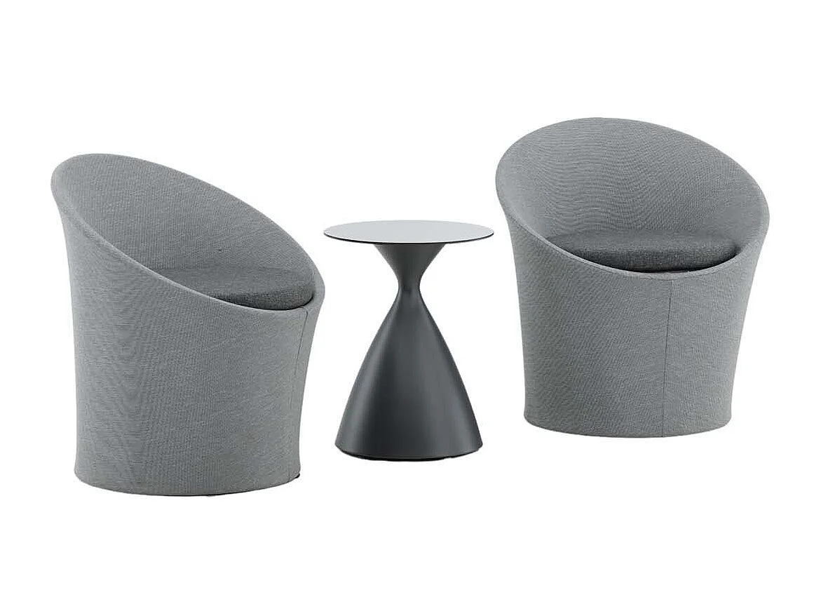Salon de Jardin Design "Spoga" 73cm Gris & Noir