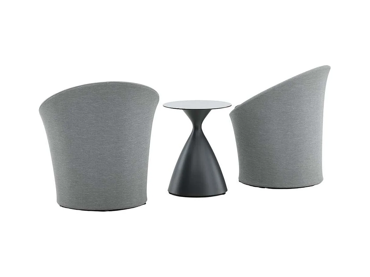 Salon de Jardin Design "Spoga" 73cm Gris & Noir