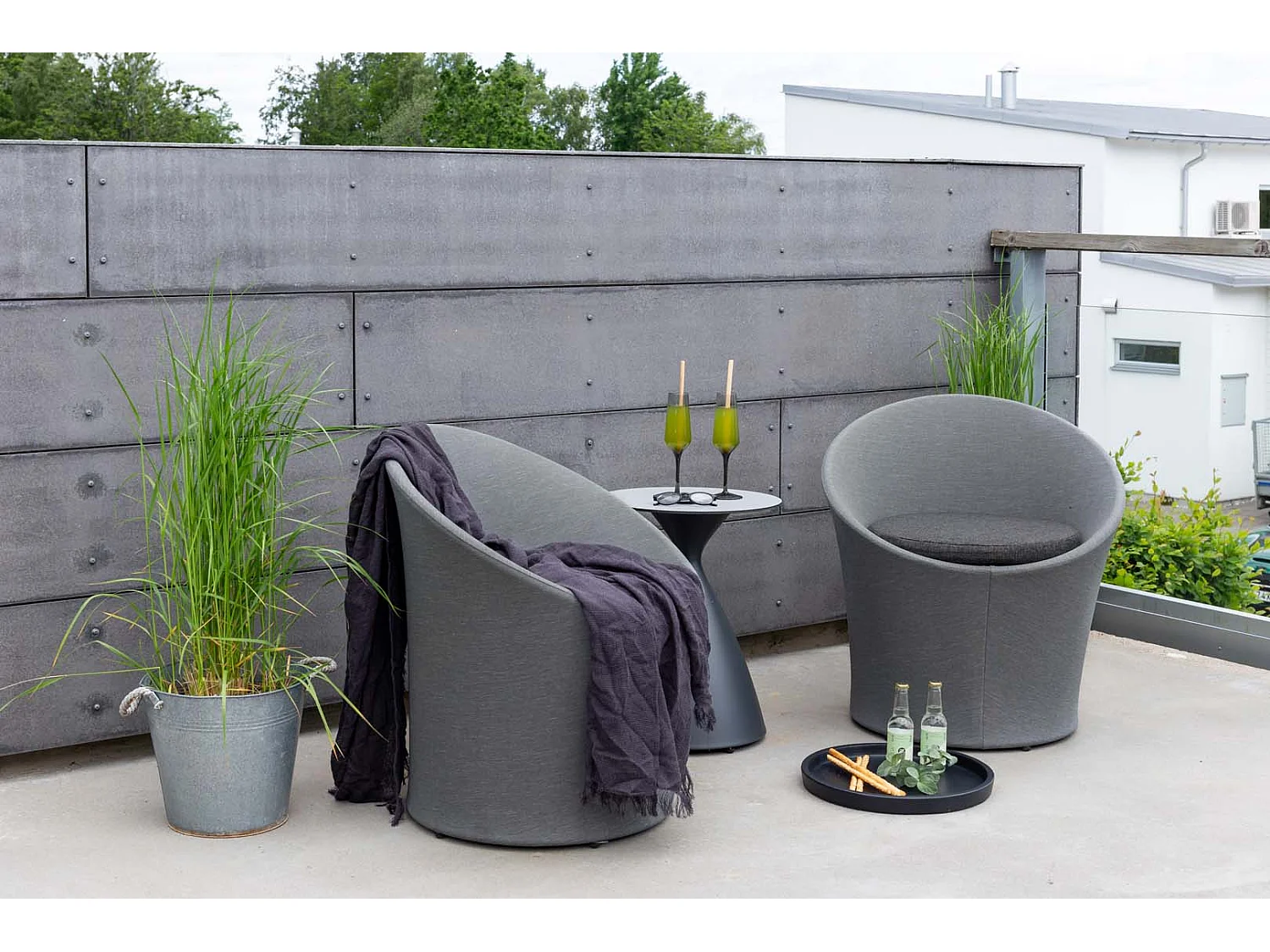 Salon de Jardin Design "Spoga" 73cm Gris & Noir