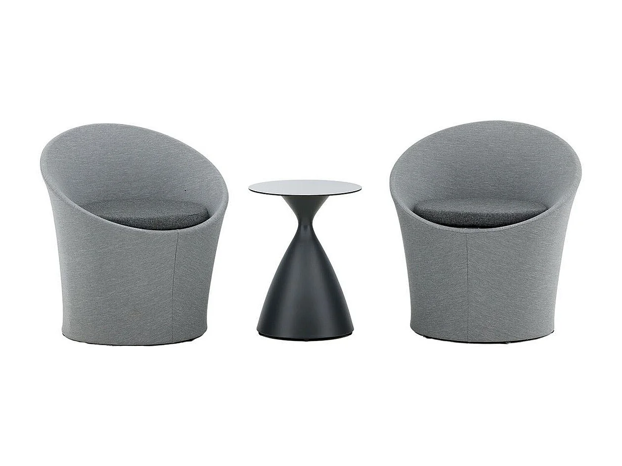 Salon de Jardin Design "Spoga" 73cm Gris & Noir