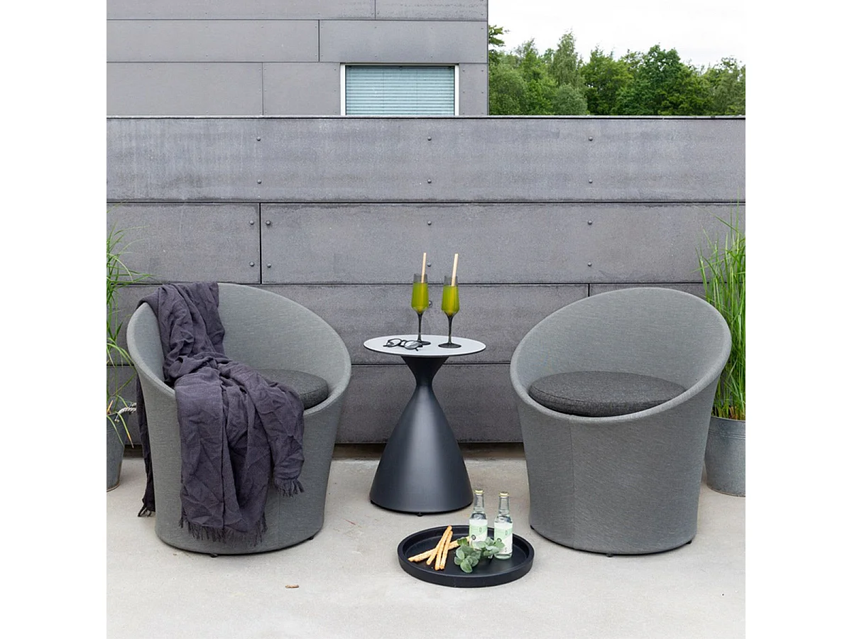 Salon de Jardin Design "Spoga" 73cm Gris & Noir