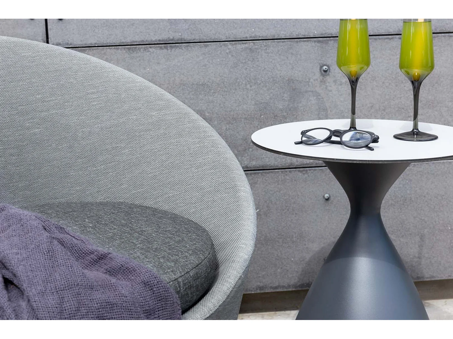 Salon de Jardin Design "Spoga" 73cm Gris & Noir