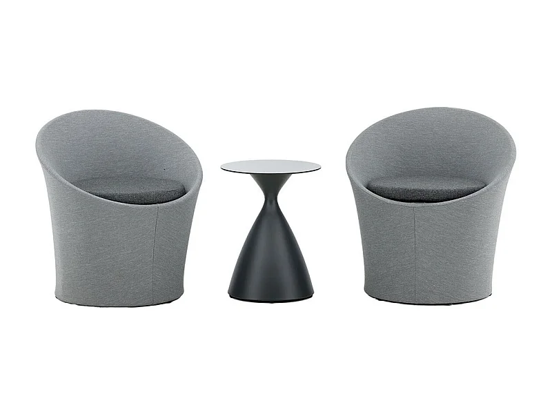 Salon de Jardin Design "Spoga" 73cm Gris & Noir