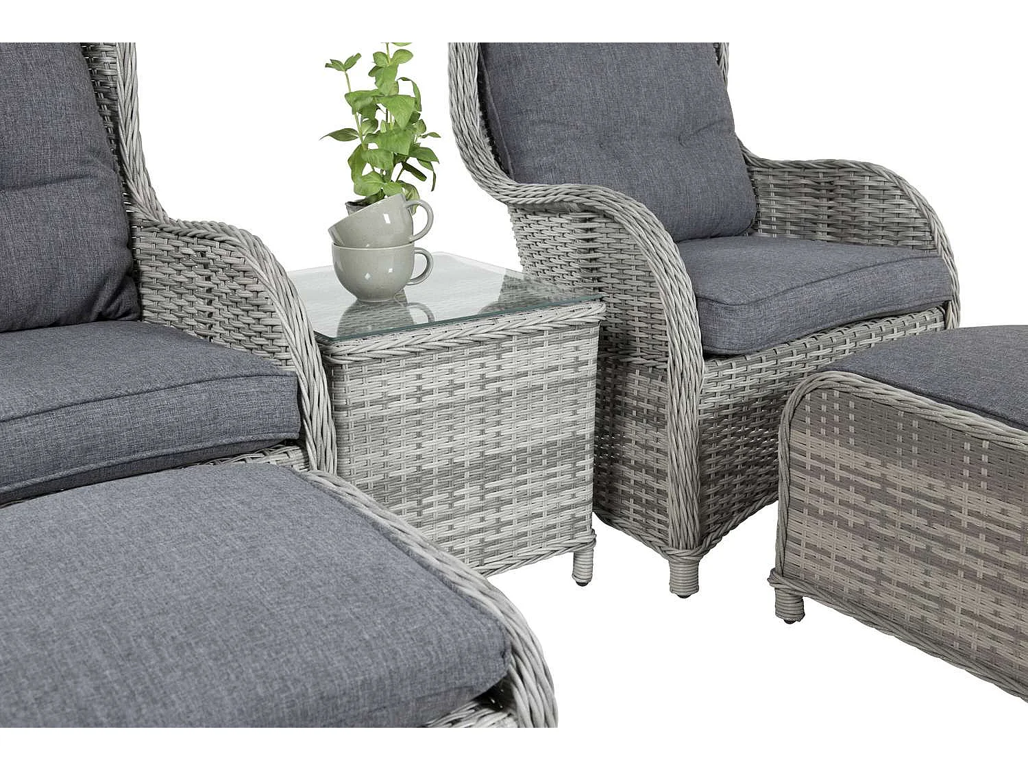 Vikelund tuinmeubelset 5 delen grijs.