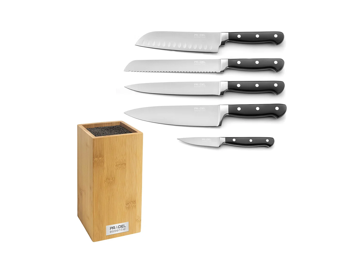 Blason - Bloc spaghettis bambou avec 5 couteaux de cuisine