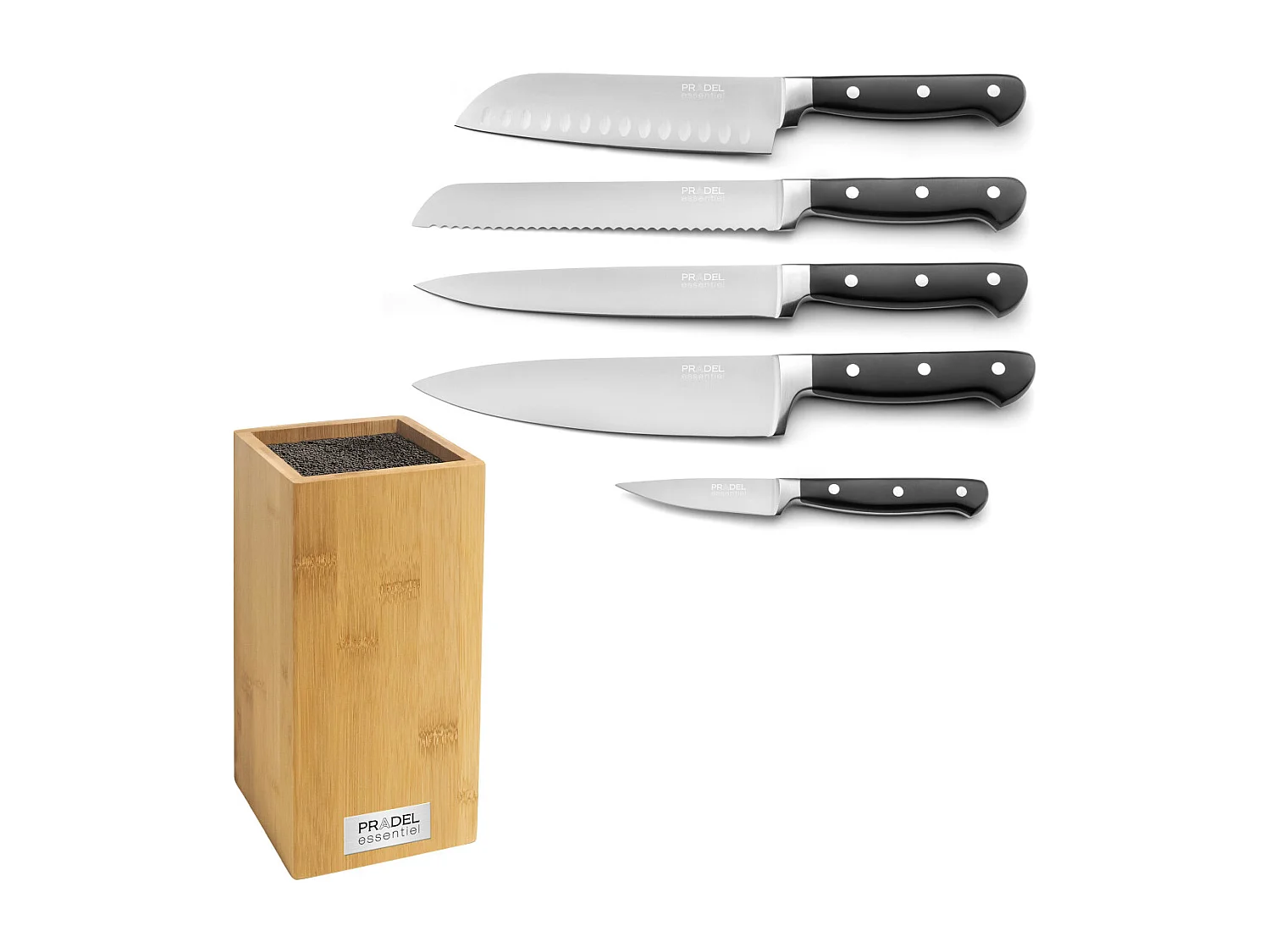 Blason - Bloc spaghettis bambou avec 5 couteaux de cuisine