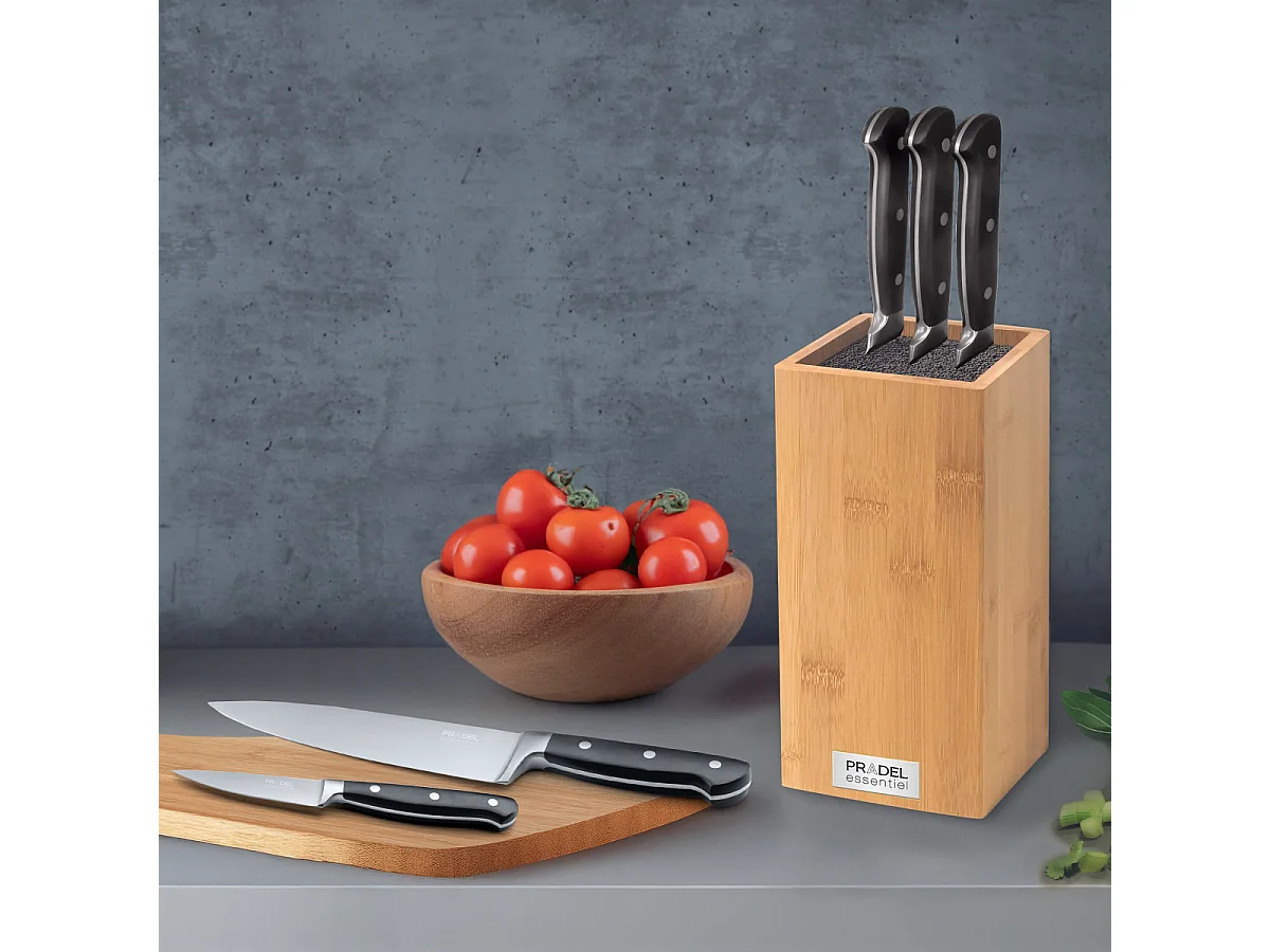 Blason - Bloc spaghettis bambou avec 5 couteaux de cuisine