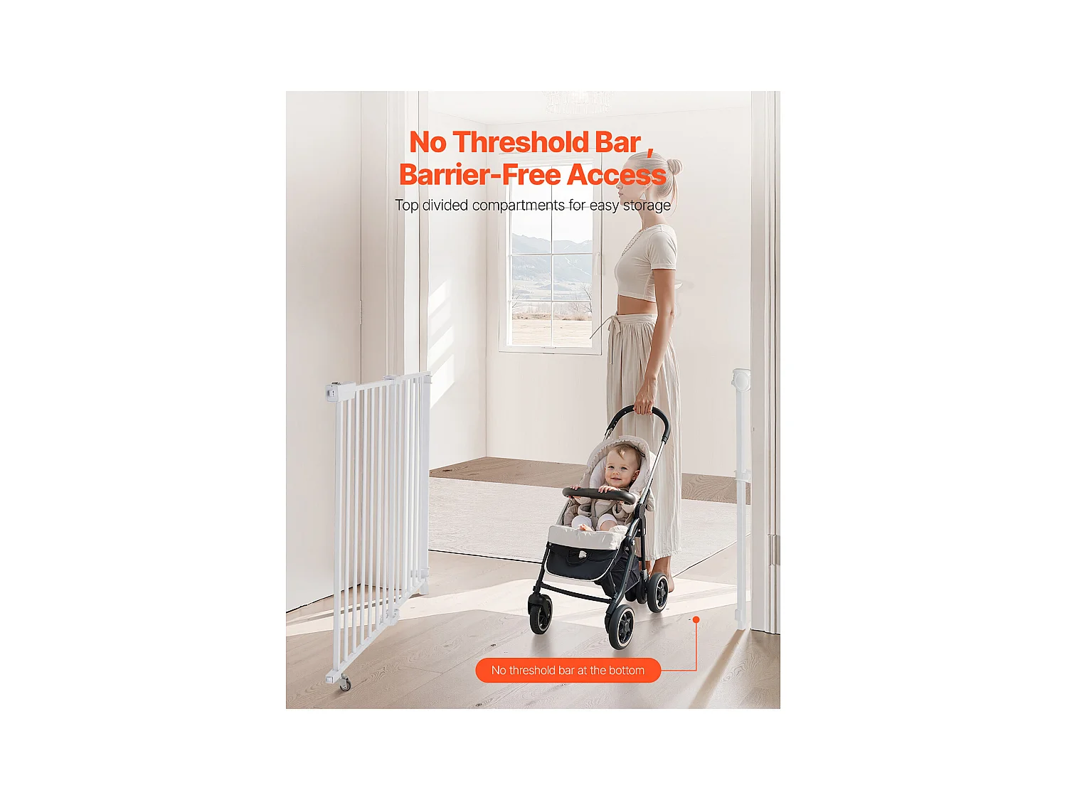 Barrière de Sécurité Animaux, SucceBuy Barrière de Sécurité Extensible pour Animaux 75-109,2 cm Hauteur 71,1 cm Blanc