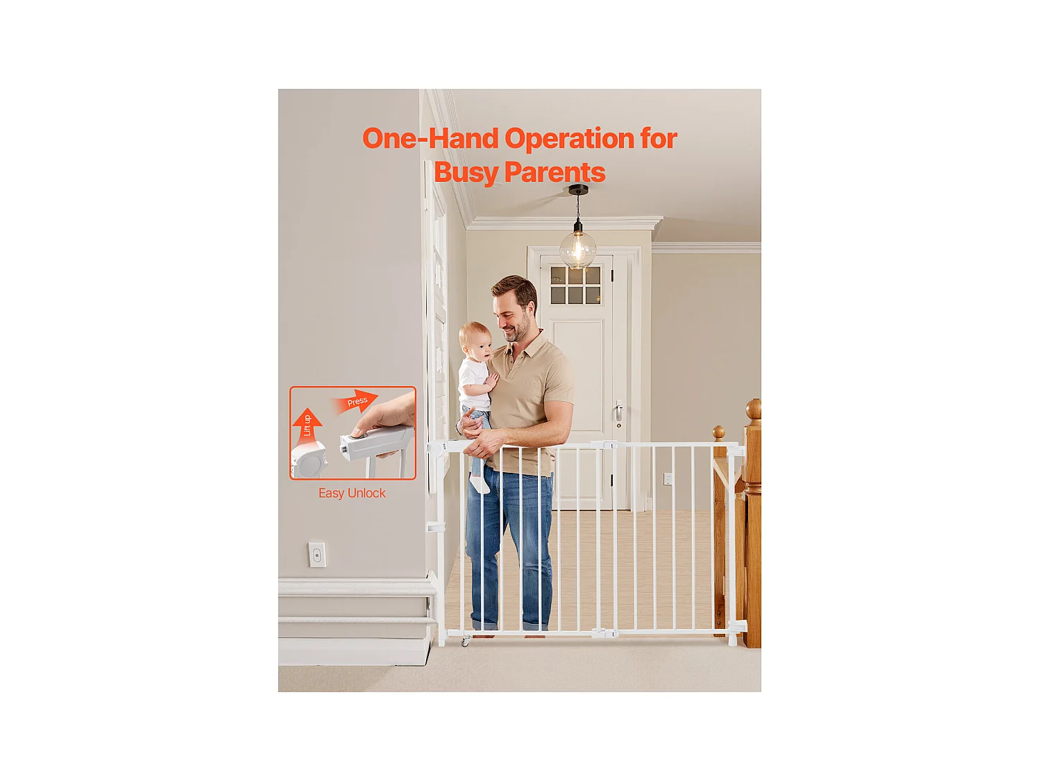 Barrière de Sécurité Animaux, SucceBuy Barrière de Sécurité Extensible pour Animaux 75-109,2 cm Hauteur 71,1 cm Blanc