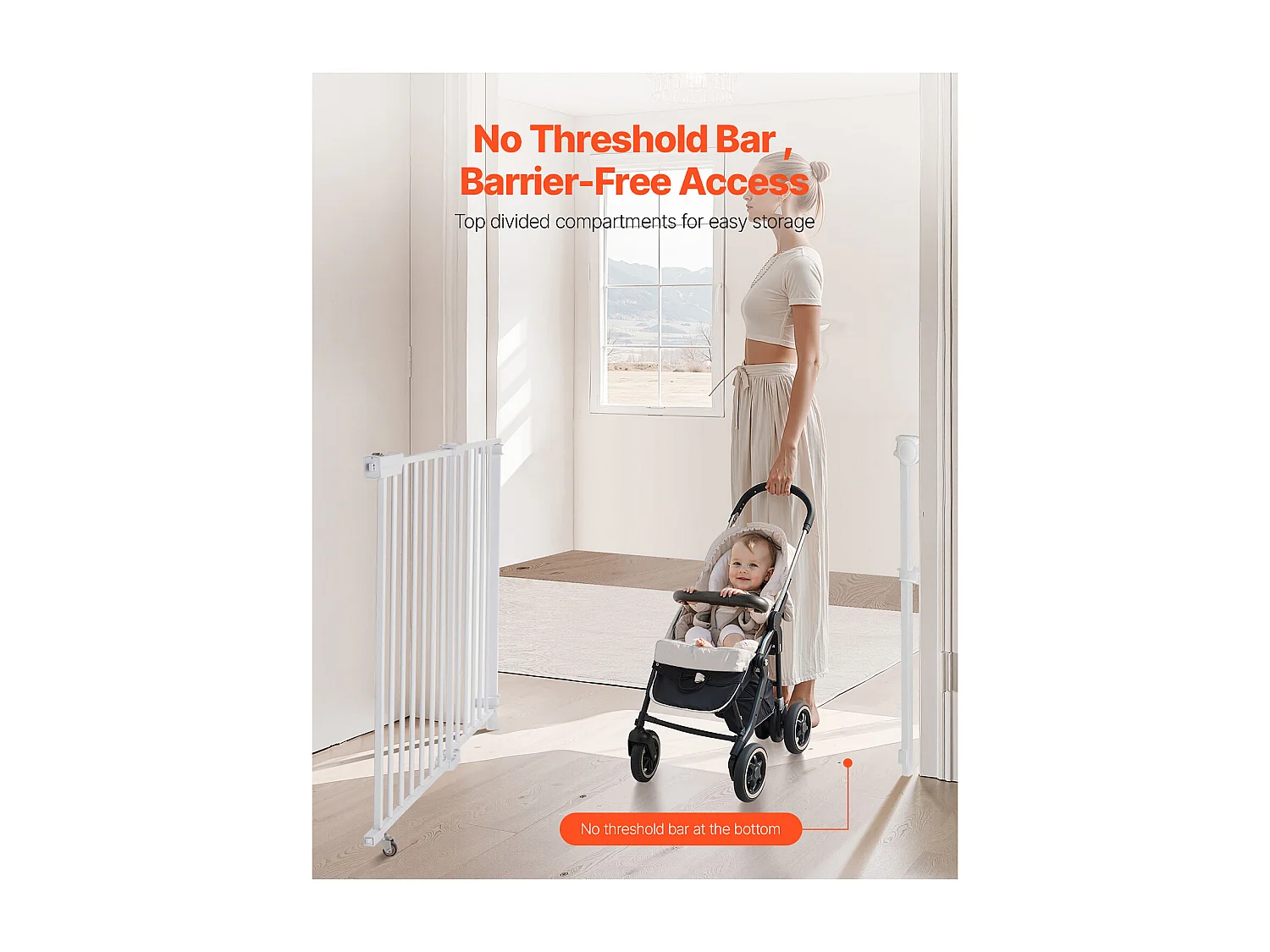 Barrière de Sécurité Animaux, SucceBuy Barrière de Sécurité Extensible pour Animaux 75-109,2 cm Hauteur 71,1 cm Blanc