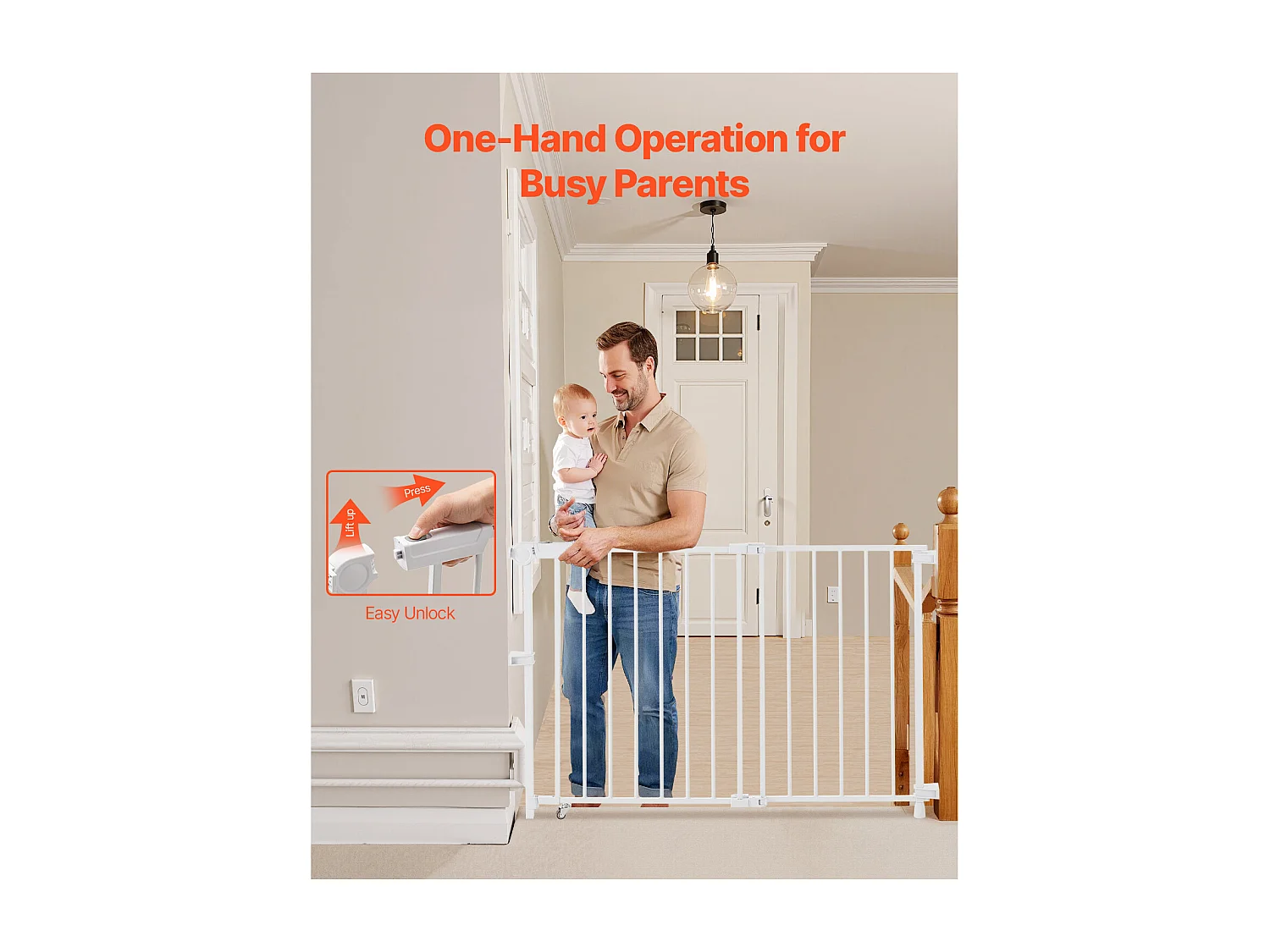 Barrière de Sécurité Animaux, SucceBuy Barrière de Sécurité Extensible pour Animaux 75-109,2 cm Hauteur 71,1 cm Blanc