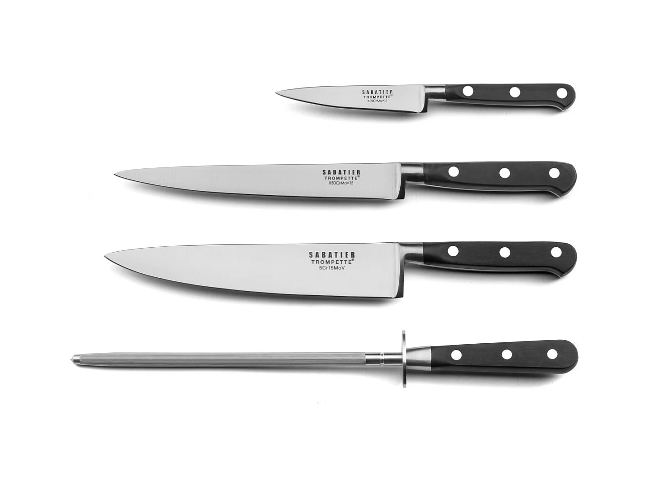 Origin - Ensemble 3 couteaux de cuisine et 1 fusil à aiguiser