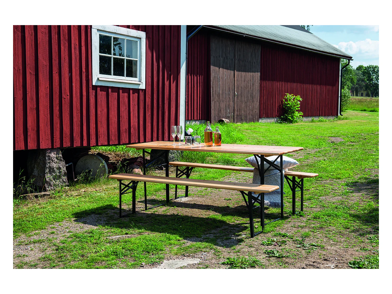 Guniess picknicktafel incl. bankje zwart, natuur.