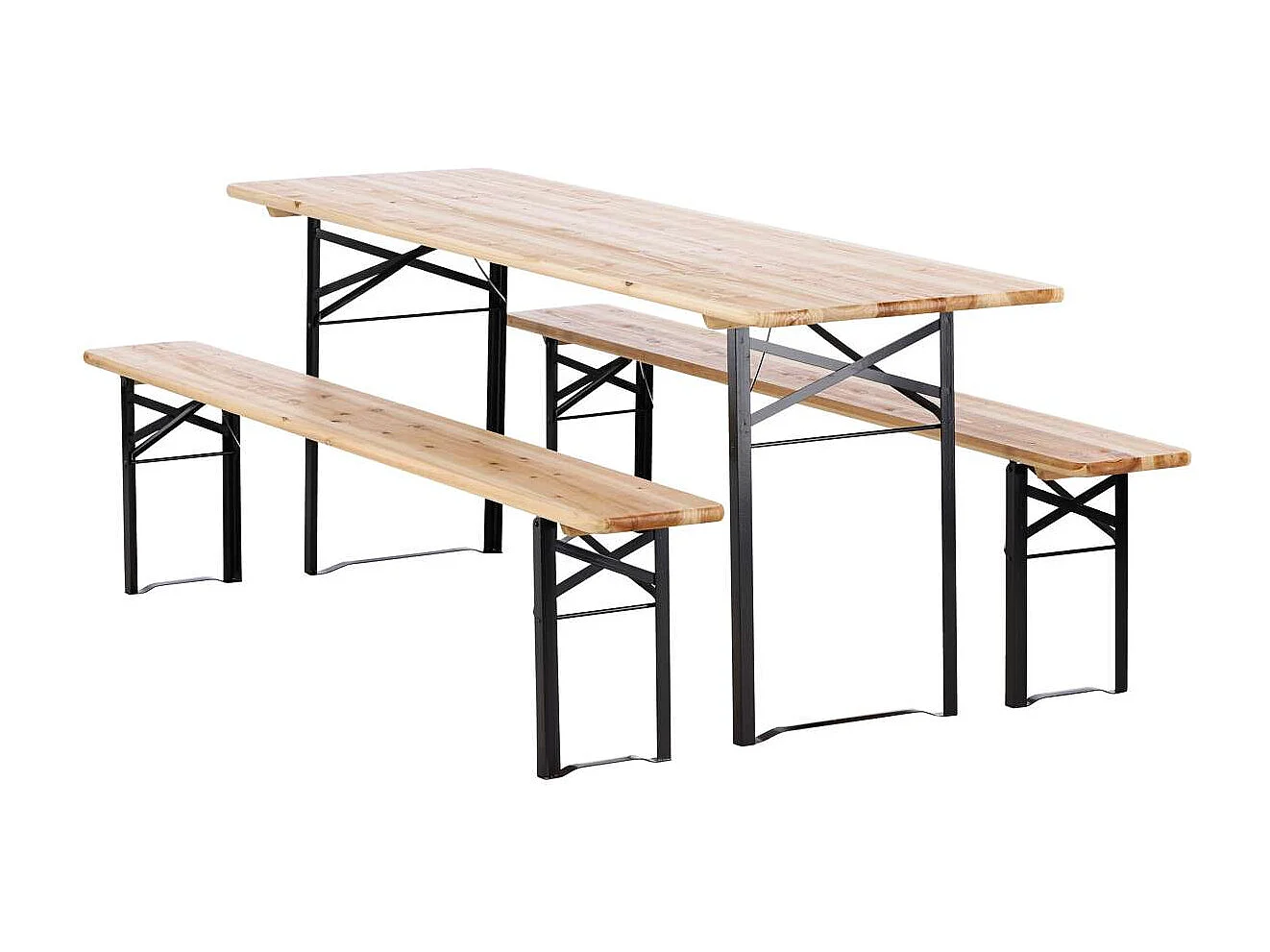 Guniess Table de pique-nique avec bancs, noir, naturel.