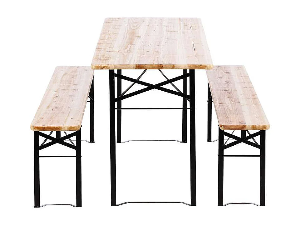 Guniess Table de pique-nique avec bancs, noir, naturel.