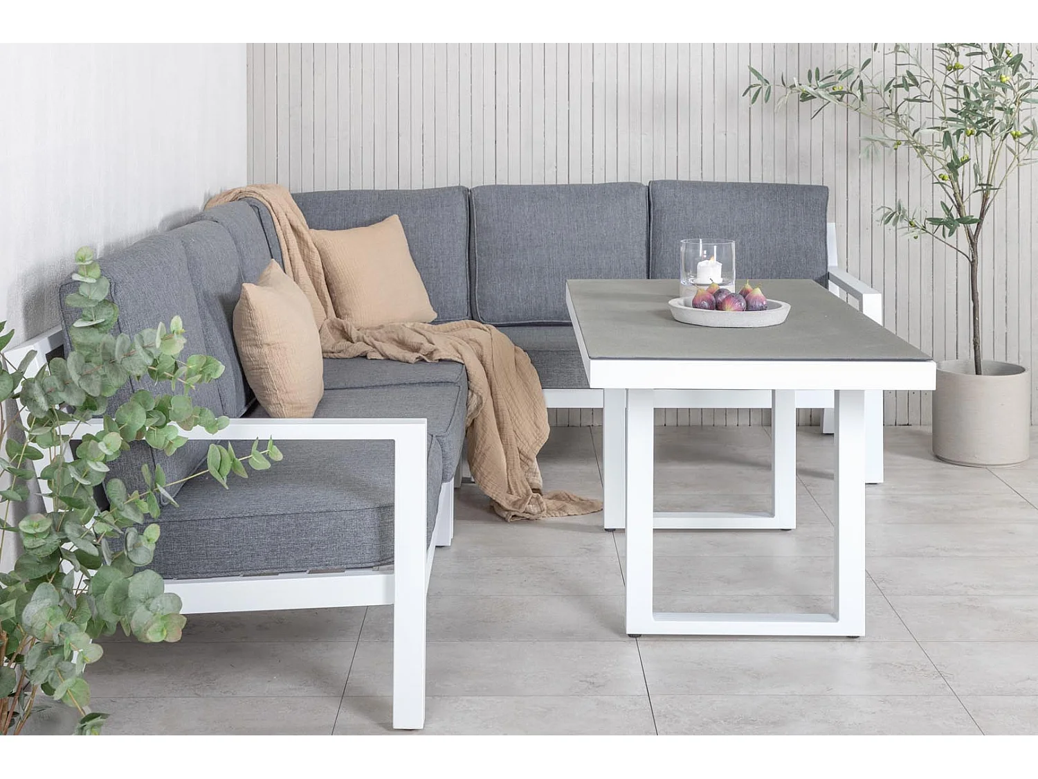 Barcelona loungeset 2 delen grijs,wit.