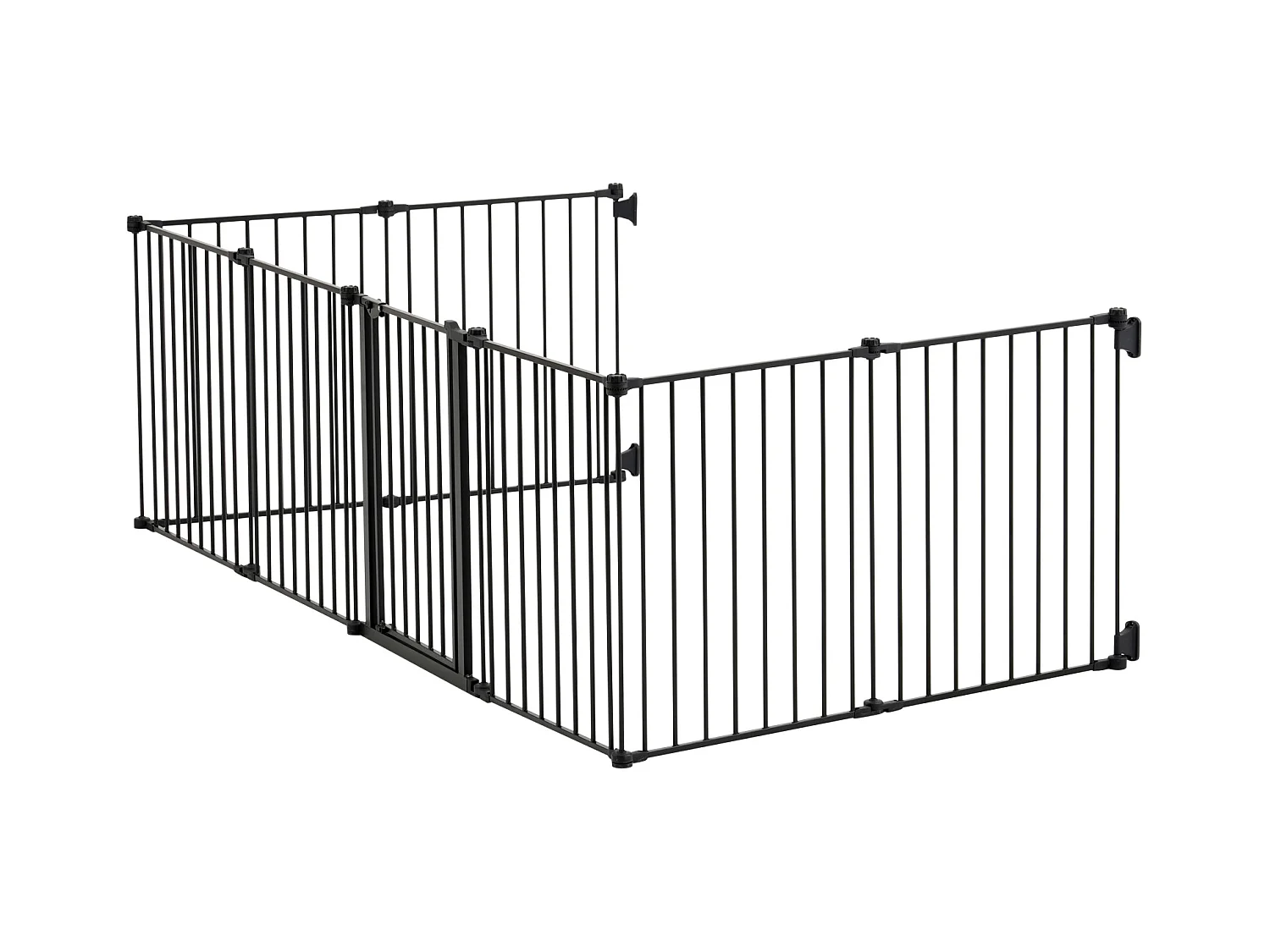 Veiligheidspoort voor Huisdieren, SucceBuy Veiligheidspoort voor Honden 487,7 x 71,1 cm Opvouwbaar 8 Panelen Zwart