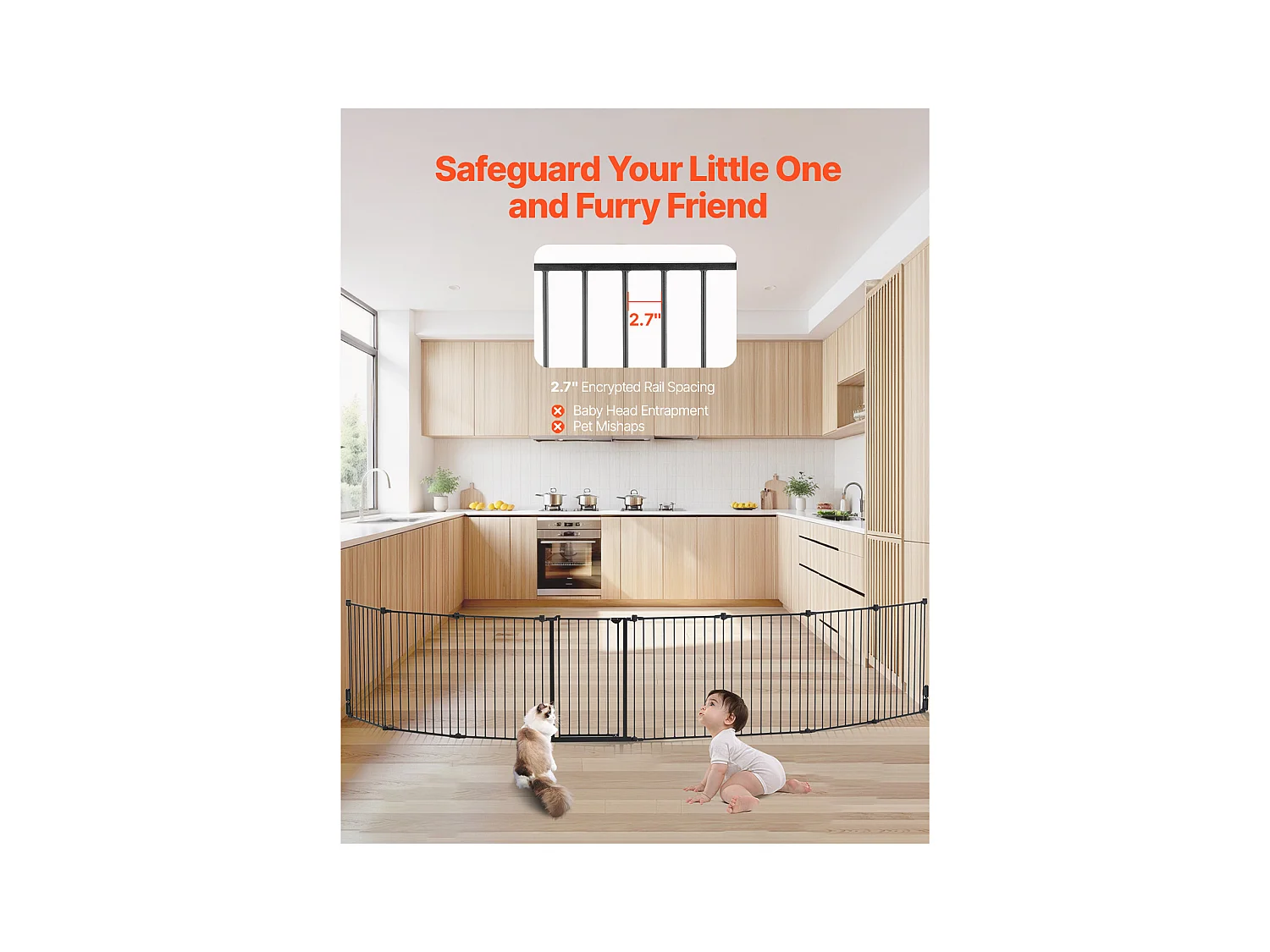 Veiligheidspoort voor Huisdieren, SucceBuy Veiligheidspoort voor Honden 487,7 x 71,1 cm Opvouwbaar 8 Panelen Zwart