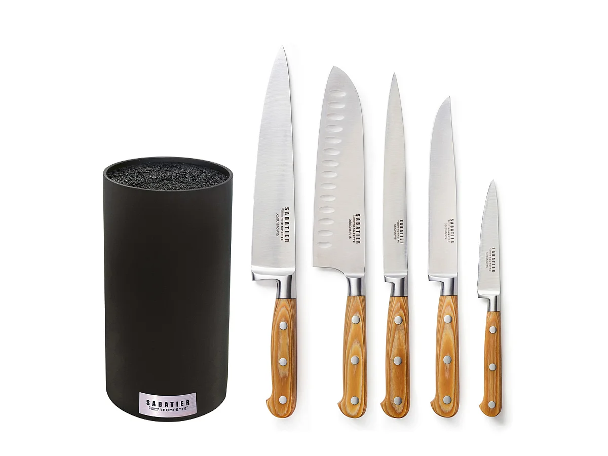 Essentiel - Bloque negro con 5 cuchillos de cocina