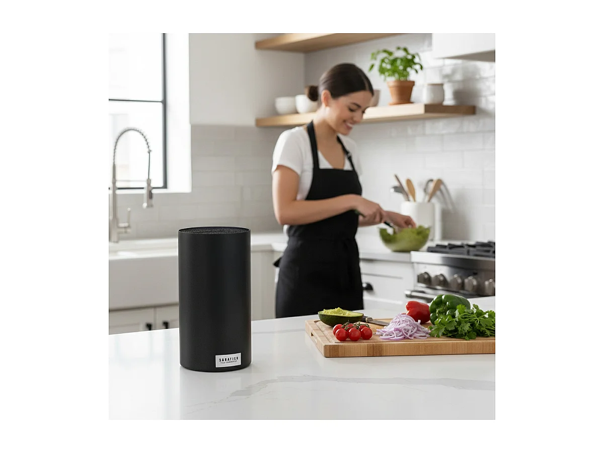 Essentiel - Bloque negro con 5 cuchillos de cocina