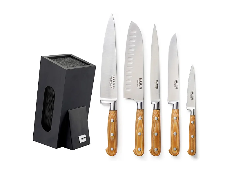 Essentiel - Bloc noir de 5 couteaux de cuisine