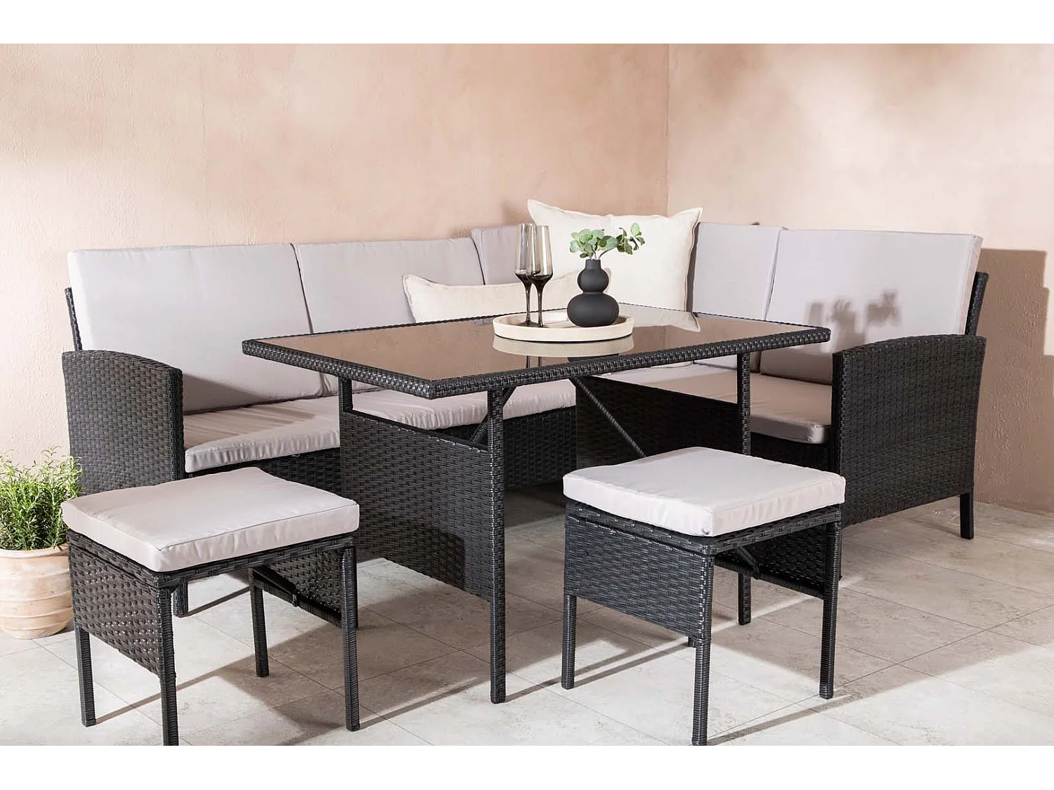 Knock loungeset 4 delen zwart.