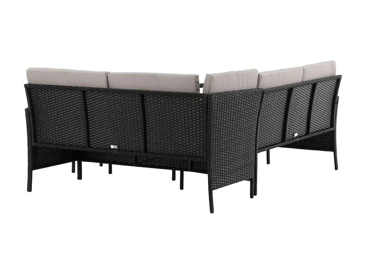 Salon d'Angle de Jardin "Knock" 145cm Noir & Gris