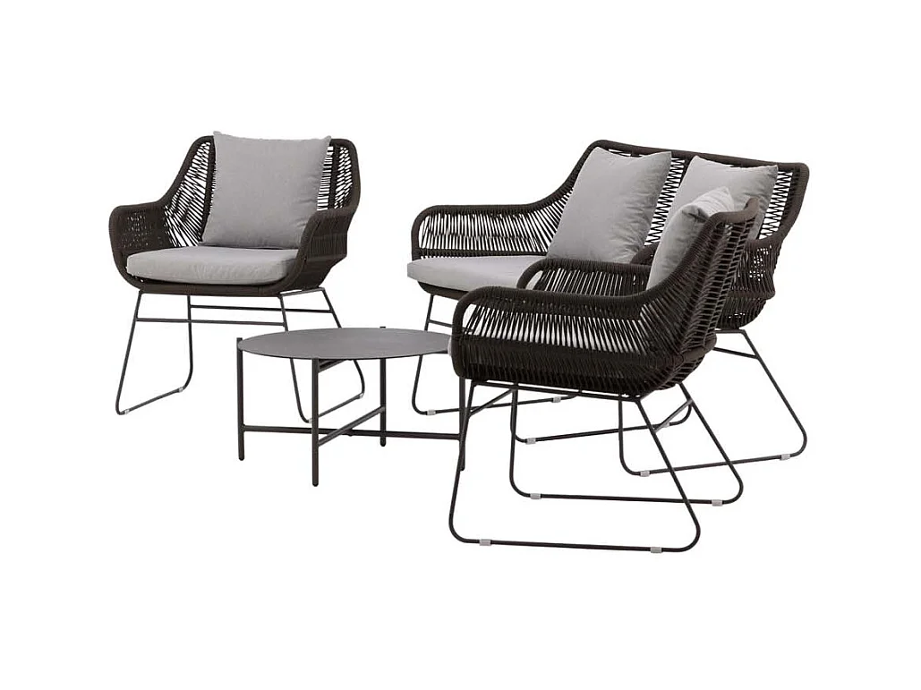 Salon de Jardin "Davao" 133cm Marron & Gris