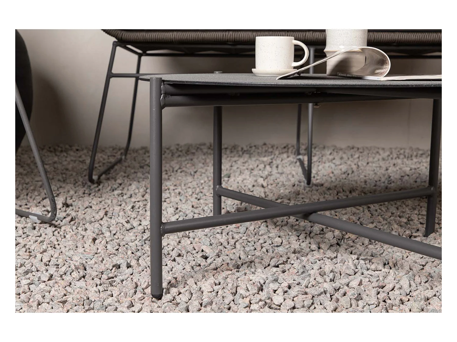 Salon de Jardin "Davao" 133cm Marron & Gris