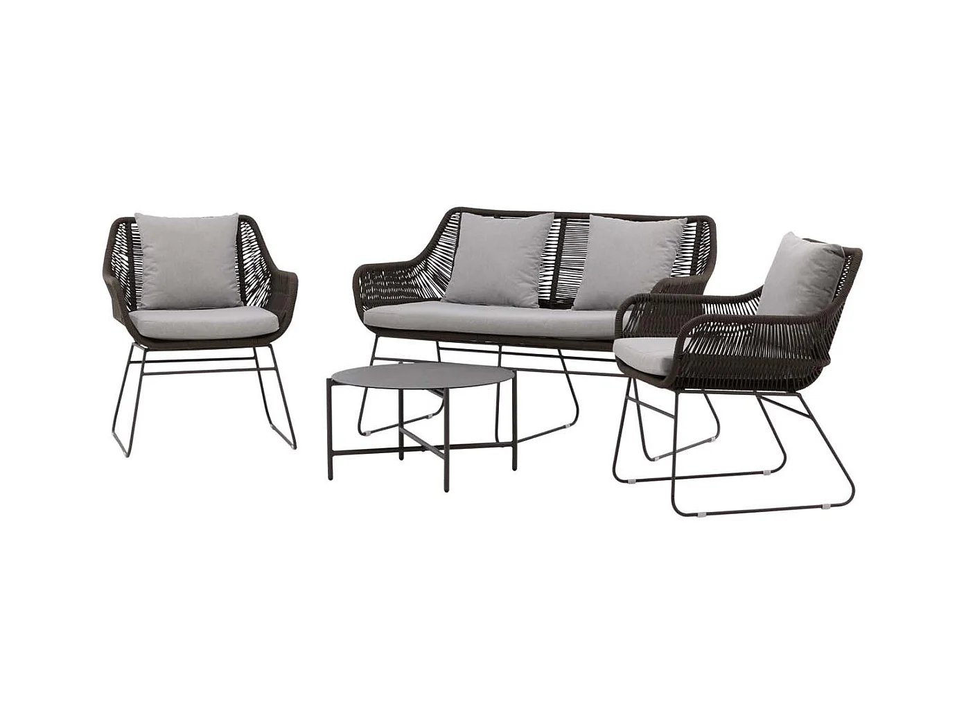 Salon de Jardin "Davao" 133cm Marron & Gris
