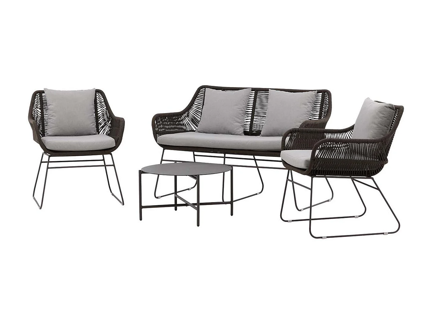 Salon de Jardin "Davao" 133cm Marron & Gris