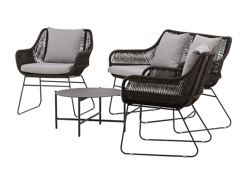 Salon de Jardin "Davao" 133cm Marron & Gris