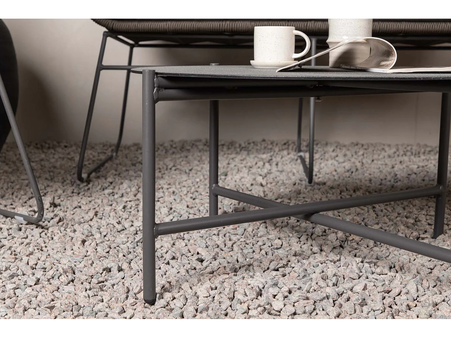 Salon de Jardin "Davao" 133cm Marron & Gris