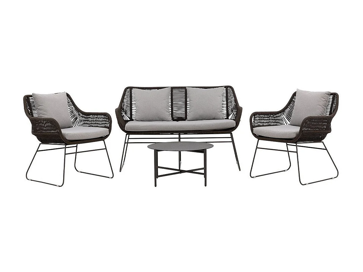 Salon de Jardin "Davao" 133cm Marron & Gri