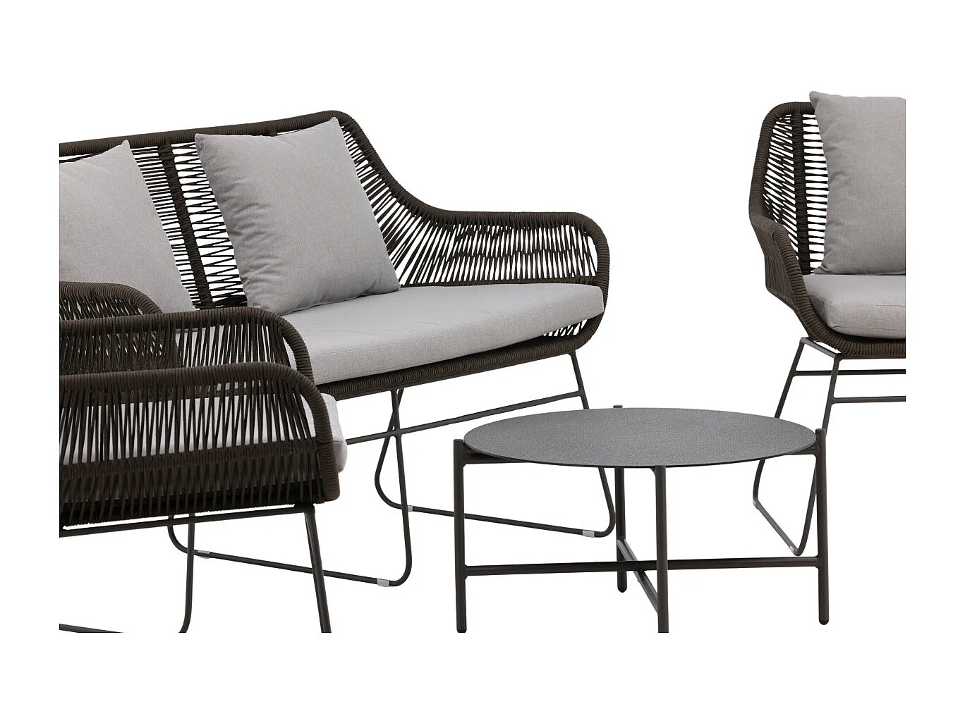 Salon de Jardin "Davao" 133cm Marron & Gri