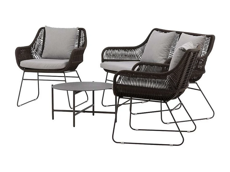 Salon de Jardin "Davao" 133cm Marron & Gri