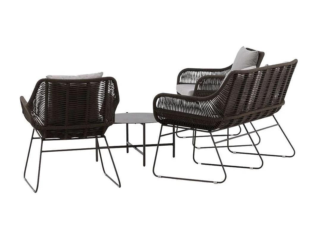 Salon de Jardin "Davao" 133cm Marron & Gri