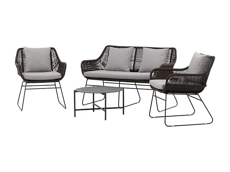 Davao loungeset 4 delen bruin,donkergrijs.