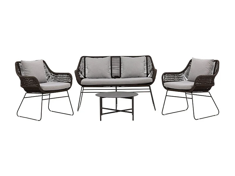 Davao loungeset 4 delen bruin,donkergrijs.