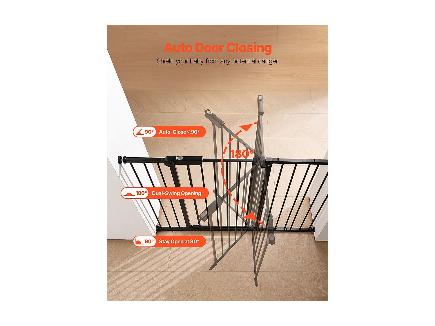 Barrière de Sécurité Animaux, SucceBuy Barrière de Sécurité Extensible pour Chien LxH 65-121,9x91,4 cm Noir