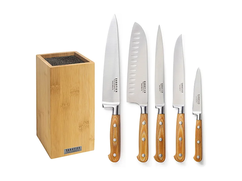 Essentiel - Bloque de bambú con 5 cuchillos de cocina