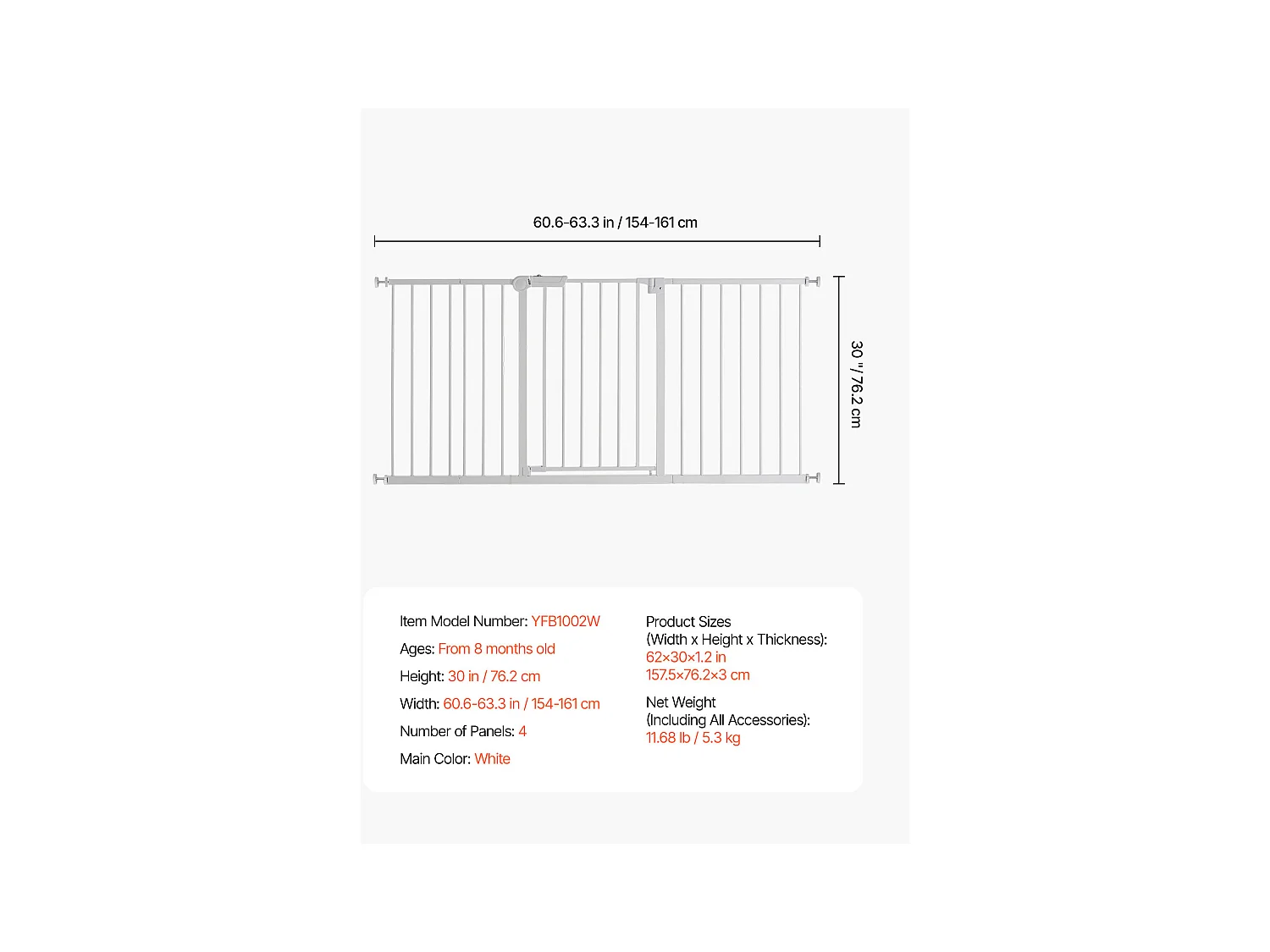 Barrière de Sécurité Animaux, SucceBuy Barrière de Sécurité Extensible pour Chiens LxH 154-161x76,2 cm Blanc