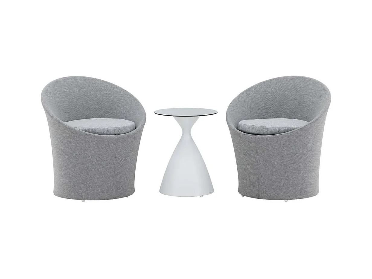 Salon de Jardin Design "Spoga" 73cm Gris & Blanc