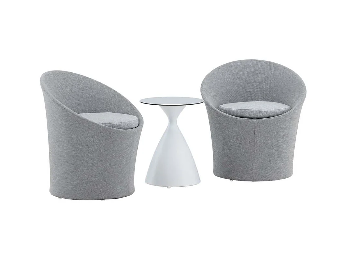 Salon de Jardin Design "Spoga" 73cm Gris & Blanc