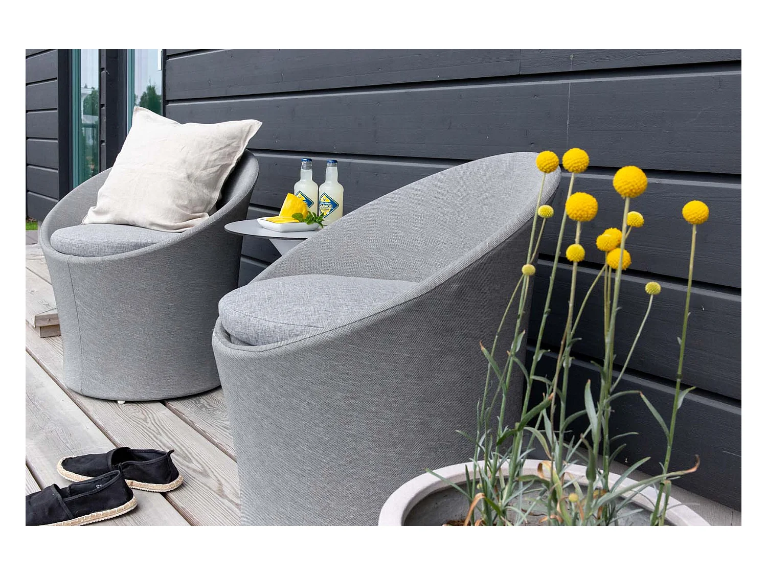Salon de Jardin Design "Spoga" 73cm Gris & Blanc