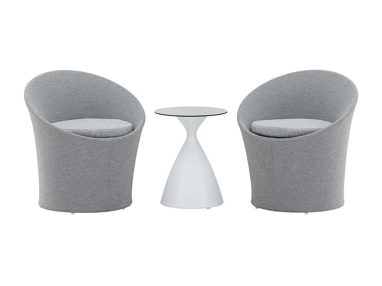 Salon de Jardin Design "Spoga" 73cm Gris & Blanc