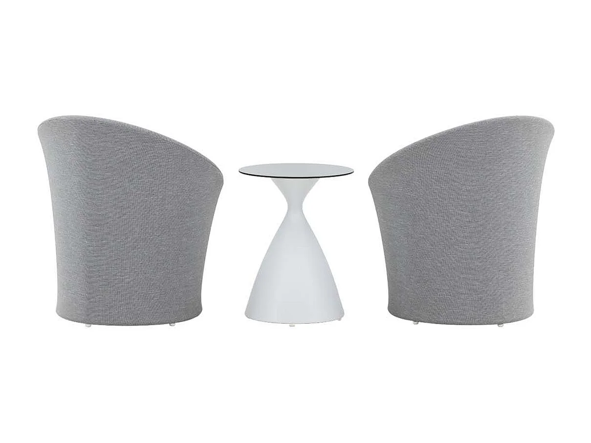 Salon de Jardin Design "Spoga" 73cm Gris & Blanc