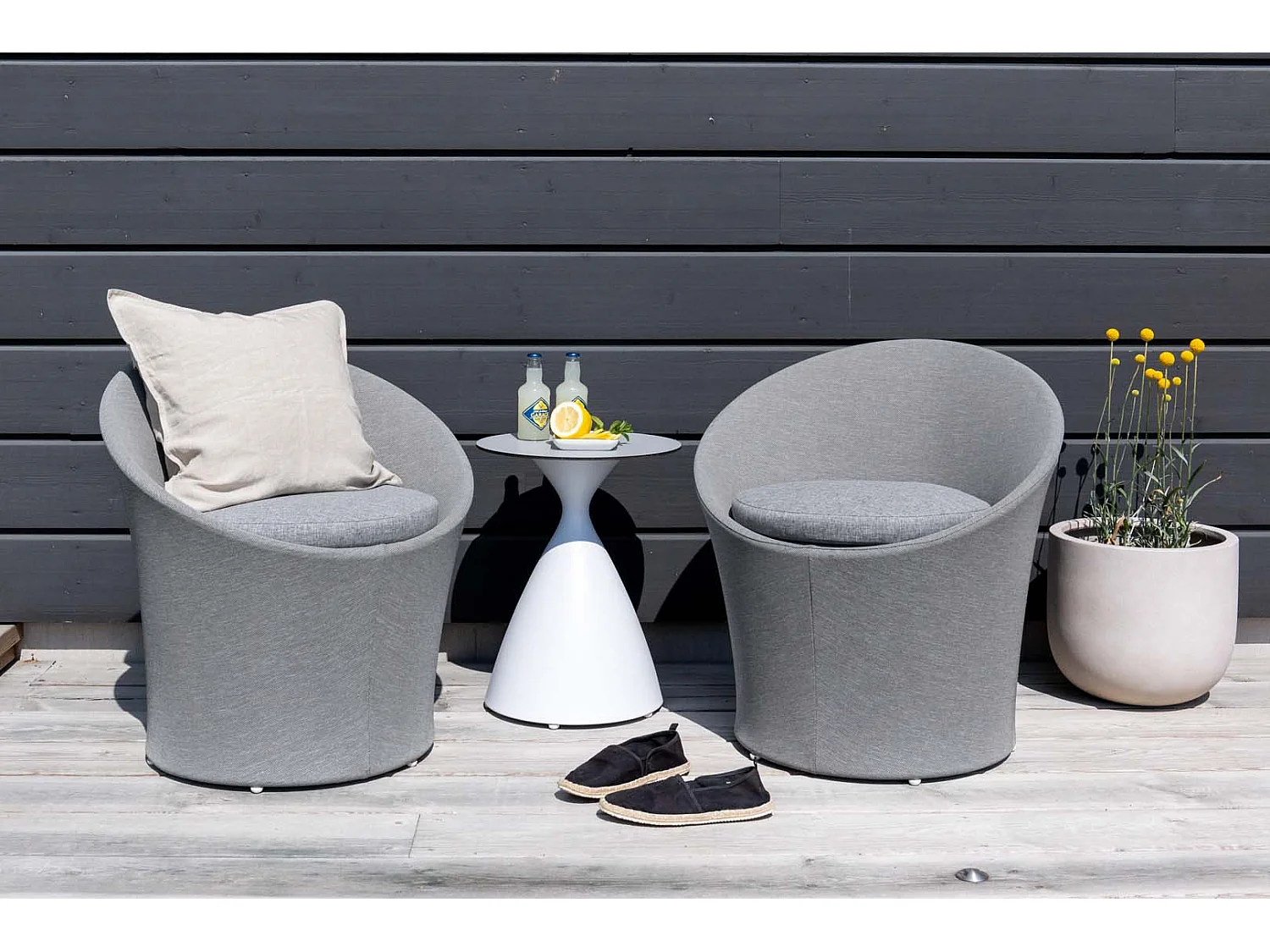 Salon de Jardin Design "Spoga" 73cm Gris & Blanc