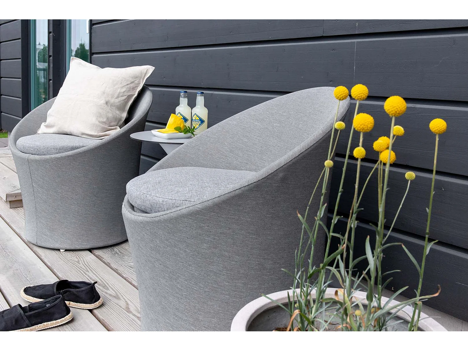 Salon de Jardin Design "Spoga" 73cm Gris & Blanc